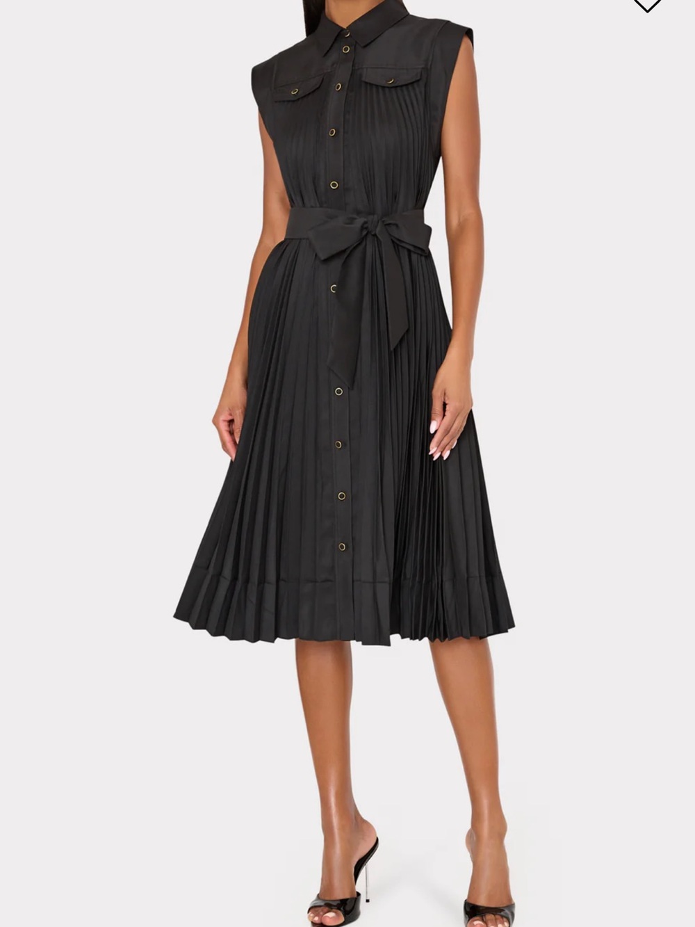 NWOT Milly Johanna Pleated Twill Midi Dress black 8